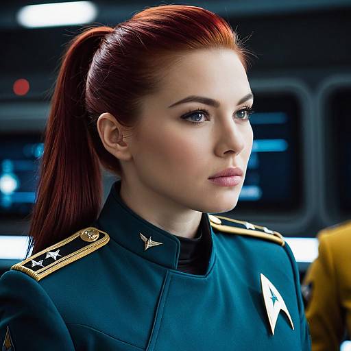 Female Officer in Futuristic Star Trek Uniform