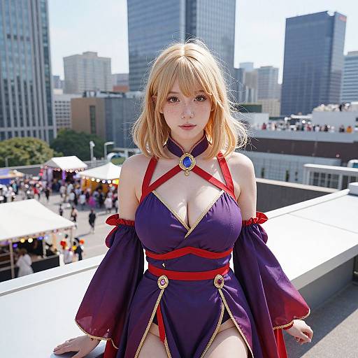Young Woman in Flowing Festival Dress