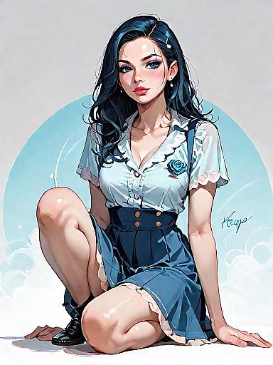 Chic Woman in Navy Blue and Tan