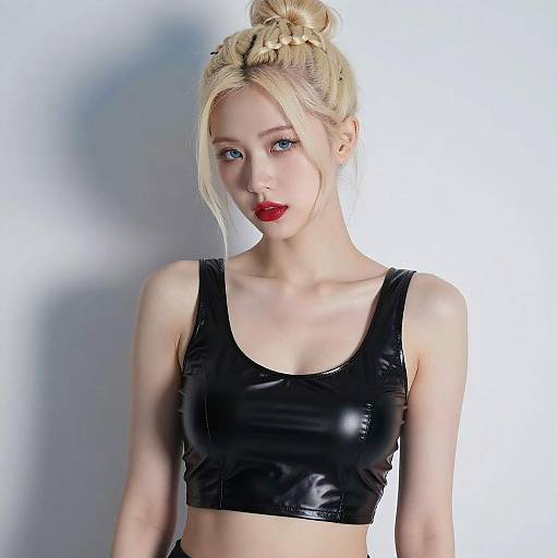 Platinum Blonde in Vinyl Crop Top