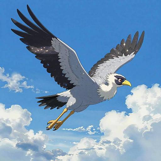 Anime Harpy Soaring in Blue Sky