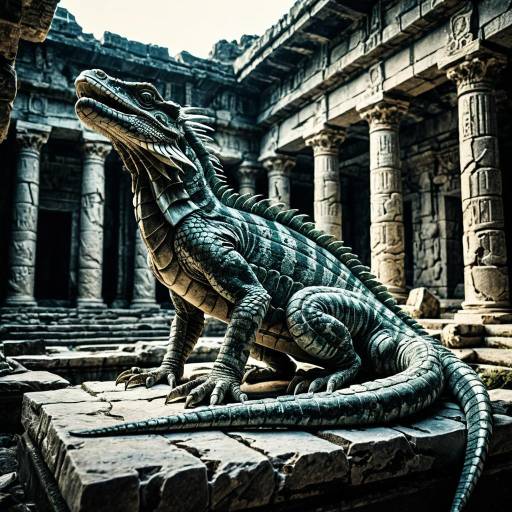 Marble Basilisk Statue in Sunken Temple Ruins Marble Basilisk Statue in Sunken Temple Ruins