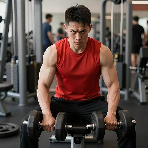 Intense Gym Scene with Muscular Man