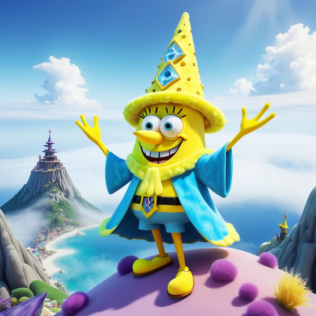 SpongeBob as a Mystical Wizard on Peak