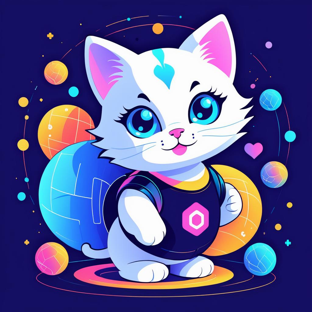 Playful Kitten in Blockchain Adventure