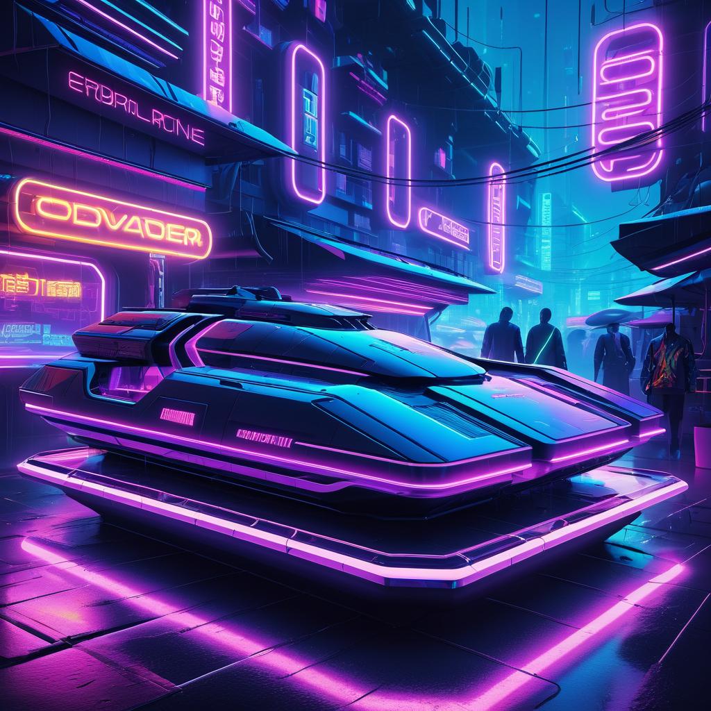 Futuristic Neon Dreams T-Shirt Design