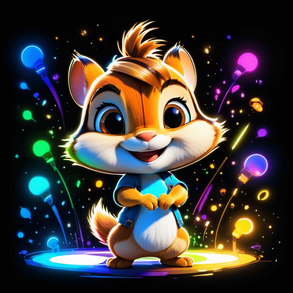 Vibrant Chipmunk Character Design in Disney Style