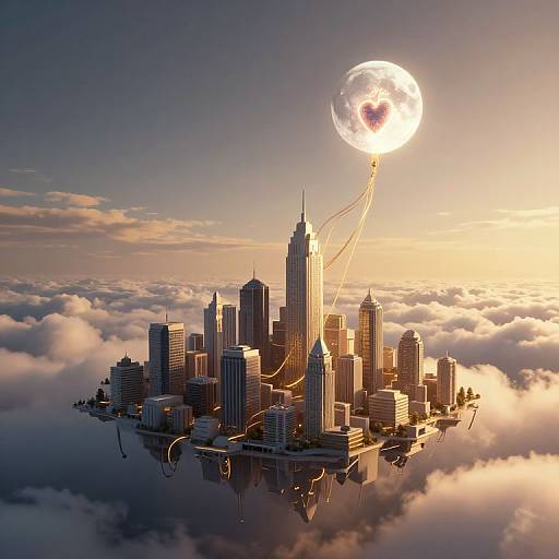 Surreal Floating Cyberpunk Cityscape