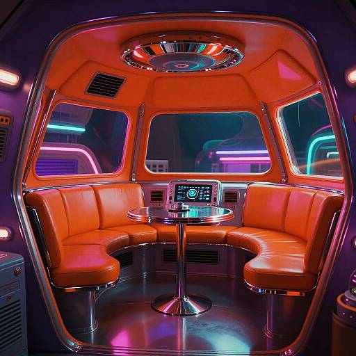 Retro Futuristic 1980s Spaceship Interior