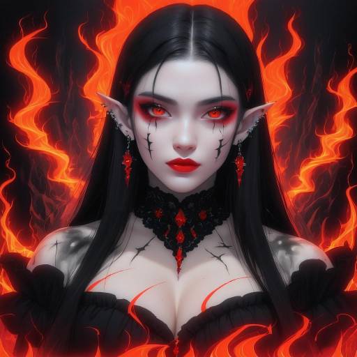 Fiery Dark Elf with Red Eyes