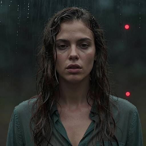 Serious Woman with Wet Hair Portrait