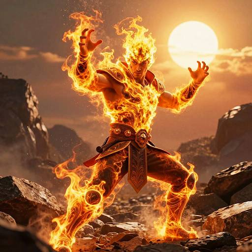 Warrior Harnessing Sunfire Magic