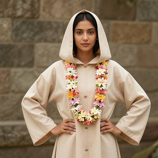 Hooded Woman with Floral Garland
