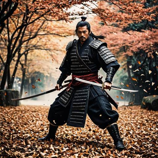 Samurai Warrior in Autumn Forest
