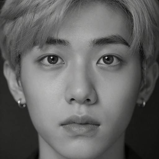 Monochrome Close-Up of Young Person with Earring