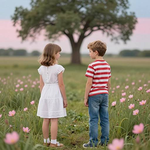 Children in a Vibrant Grassy Field