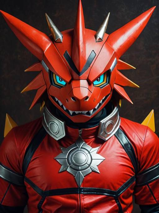 Man in Realistic Guilmon Cosplay Costume