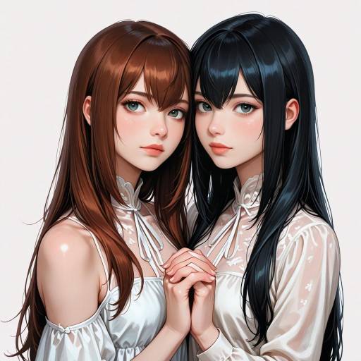 Charming Girls with Interlocked Fingers