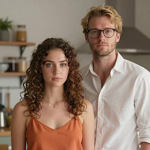 Casual Encounter in a Blurred Kitchen