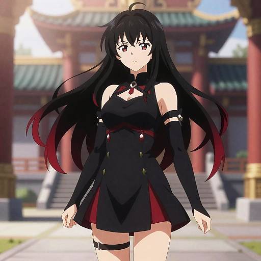 Celestial Warrior in Temple Courtyard