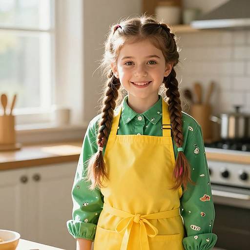 Joyful Girl in Sunny Kitchen