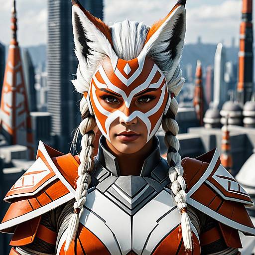 Female Warrior in Ahsoka Tano Inspired Fox Armor