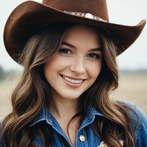 Smiling Young Woman in Cowgirl Hat