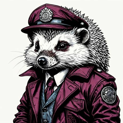 Cyberpunk Hedgehog Detective Illustration