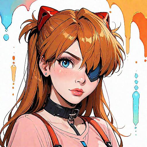 Anime Style Portrait of Girl with Eyepatch