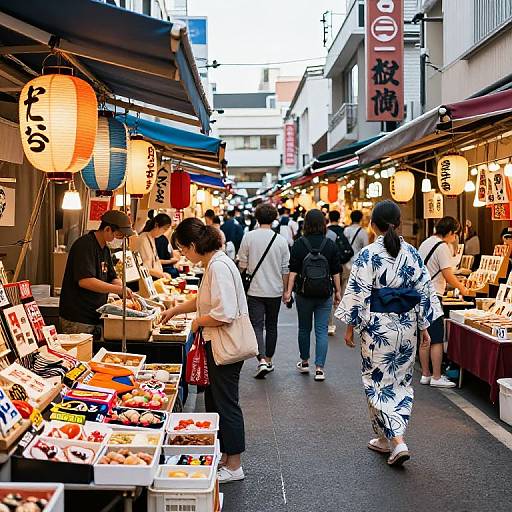 Bustling Japanese Street Market Scene