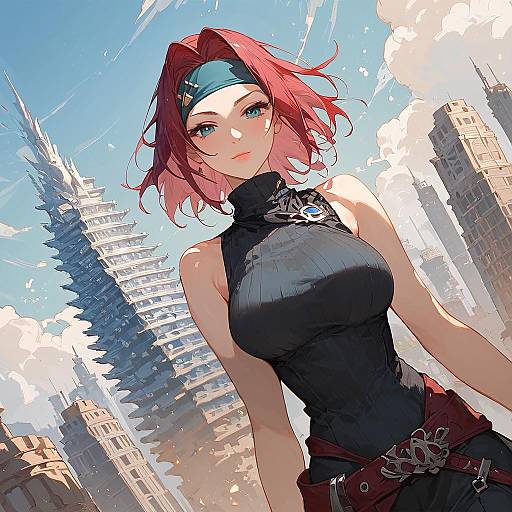 Kallen Stadtfeld Anime Cityscape Portrait