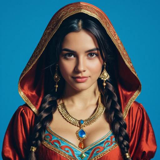 Woman in Aladdin Genie Costume with Hood and Jewelry