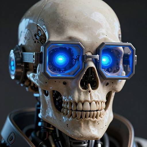 Hyper-Realistic Cybernetic Skull Close-Up