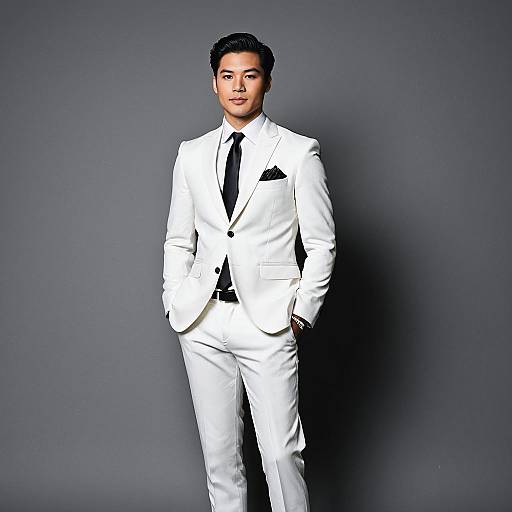 Elegant Man in White Suit Portrait