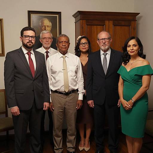 Dimly Lit Group Photo of Six Individuals