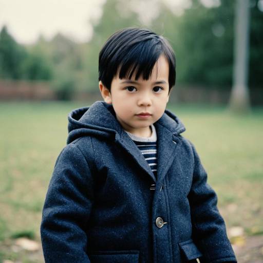 Young Boy in Winter Coat Outdoors