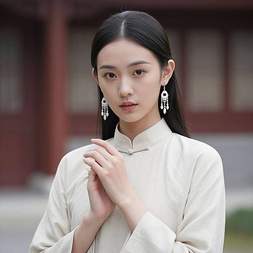 Elegant Asian Woman in Traditional Costume