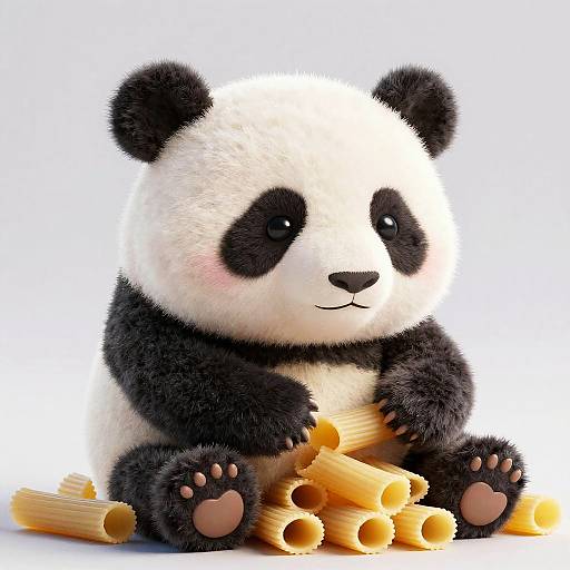 Hyperreal Mafaldine Pasta Panda Sculpture