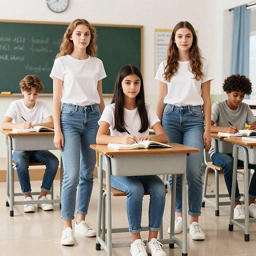 Realistic Classroom Scene with Students