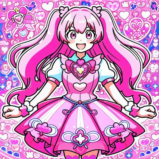 Illustration of Aino megumi, happinesscharge precure! in the style of Kawayabug