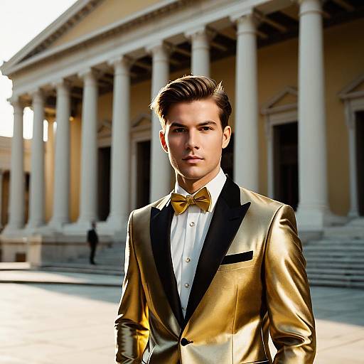 Man in Gold Metallic Tuxedo