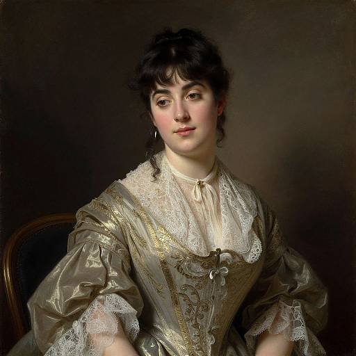 Victorian Woman in Oil Portrait