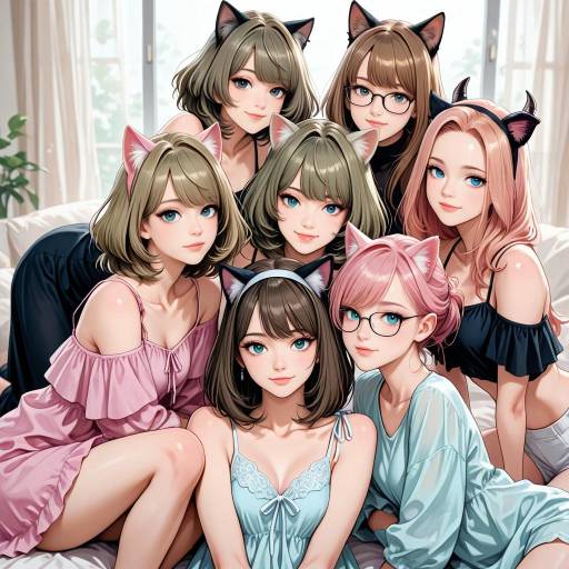 Cheerful Group of Colorful Girls