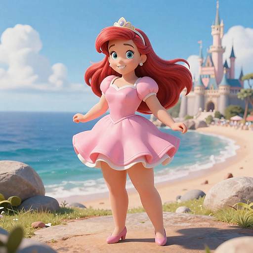 Realistic Ariel Waifu Beach Princess Portrait