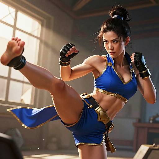 Fierce Asian Fighter Mid-Kick