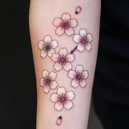 Delicate Cherry Blossom Forearm Tattoo