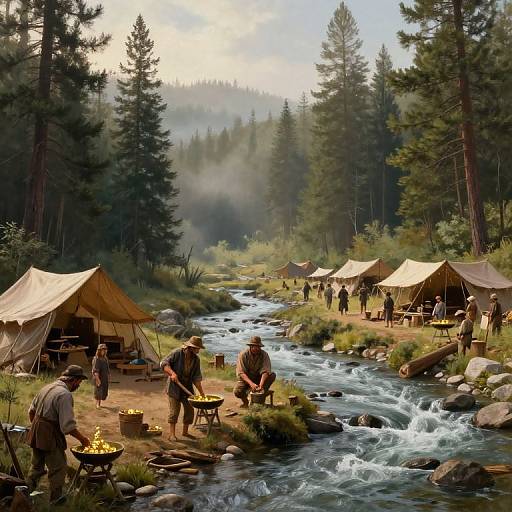 Gold Rush Camp by Misty River