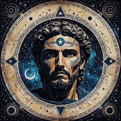 Ancient Greek Seer in Starry Nebula