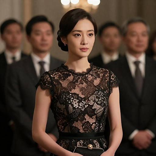 Elegant Woman in Dimly Lit Room