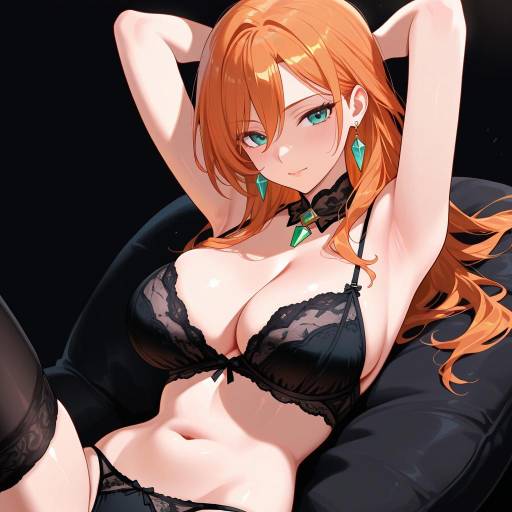 Alluring Woman in Black Lingerie Pose Alluring Woman in Black Lingerie Pose